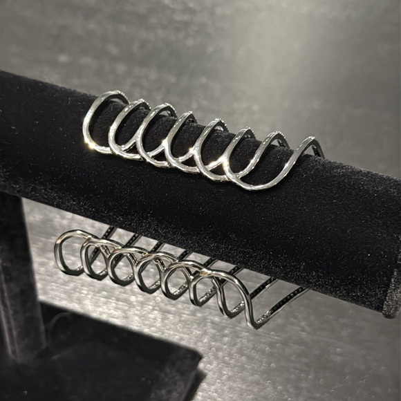 Verona Gunmetal Chevron Cuff Bracelet with Cubic Zirconia Stones - Picture 8 of 9